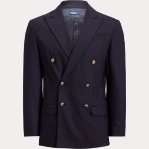 Lauren Ralph Lauren Navy double-breasted blazer in W size 12. 100% worsted wool